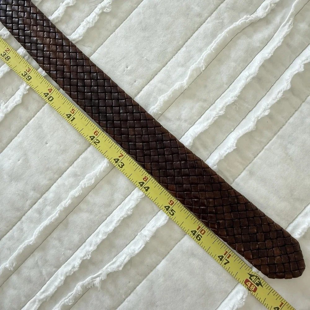 Trafalgar Braided Brown Leather Belt Mens 38 Brown Woven Dress Casual 49